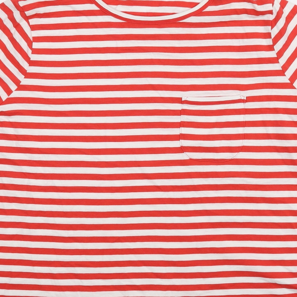 TU  Womens Red Striped  Basic T-Shirt Size 16