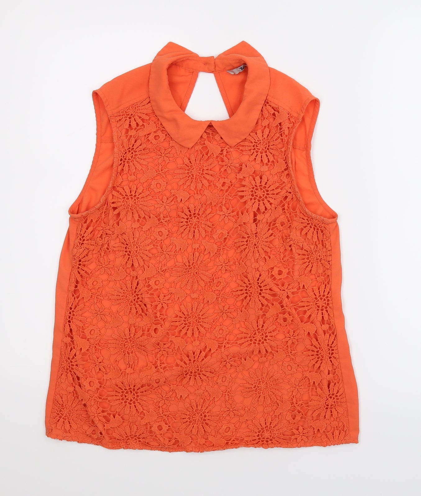 TU  Womens Orange Floral  Basic Blouse Size 10