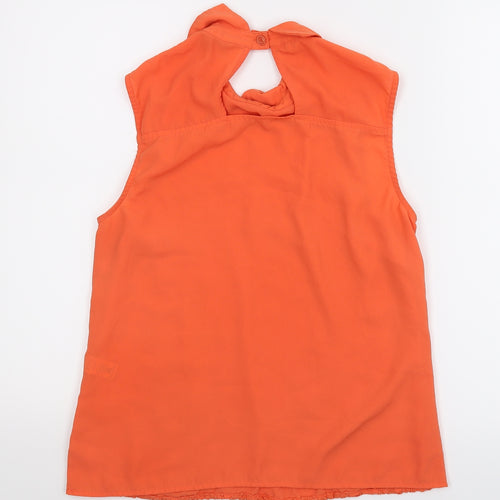 TU  Womens Orange Floral  Basic Blouse Size 10