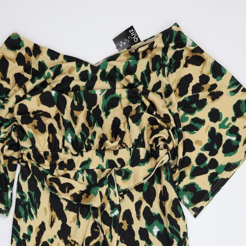 Quiz Womens Multicoloured Camouflage  Wrap Dress  Size 16
