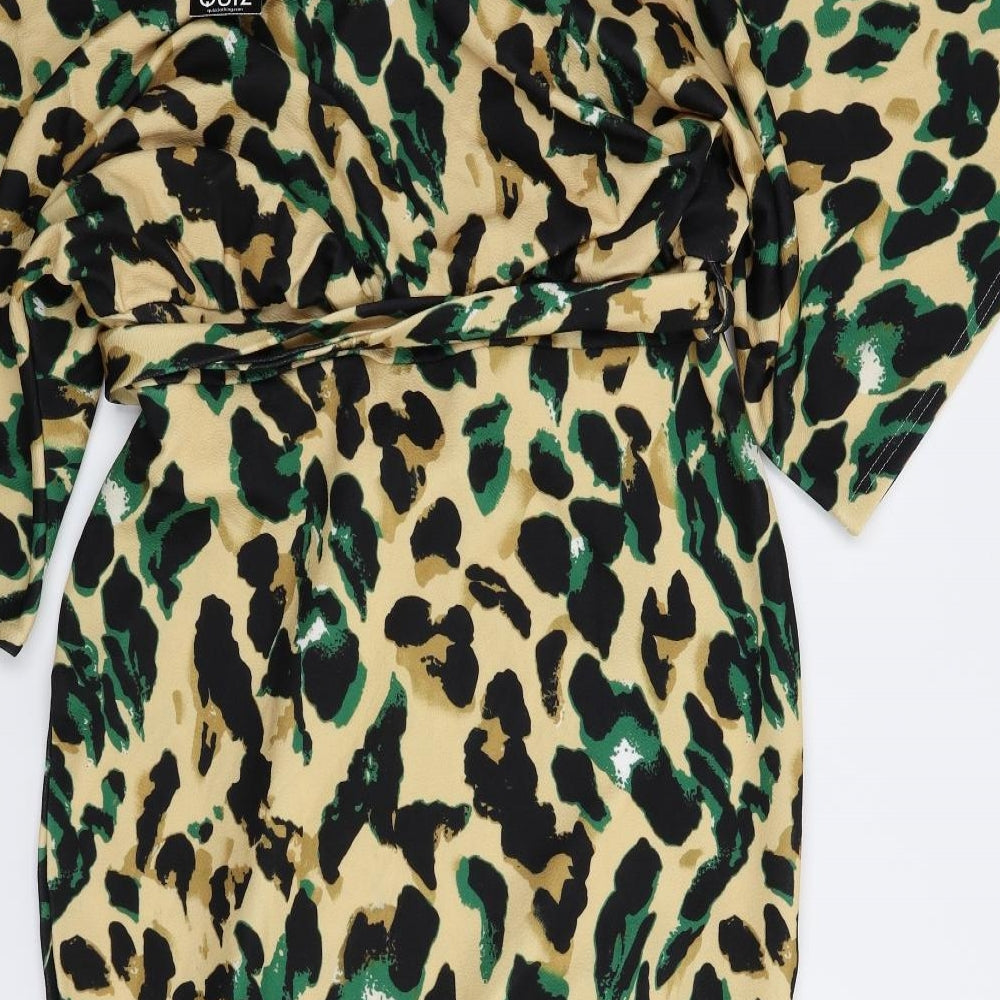 Quiz Womens Multicoloured Camouflage  Wrap Dress  Size 16