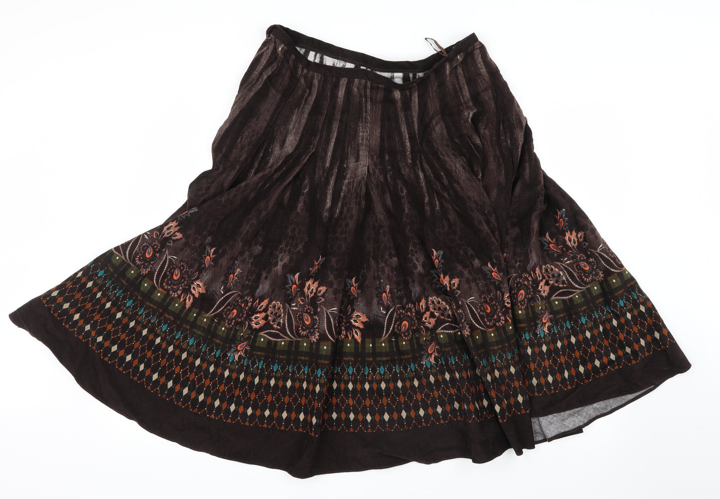 Florence + Fred Womens Brown Geometric  A-Line Skirt Size 14