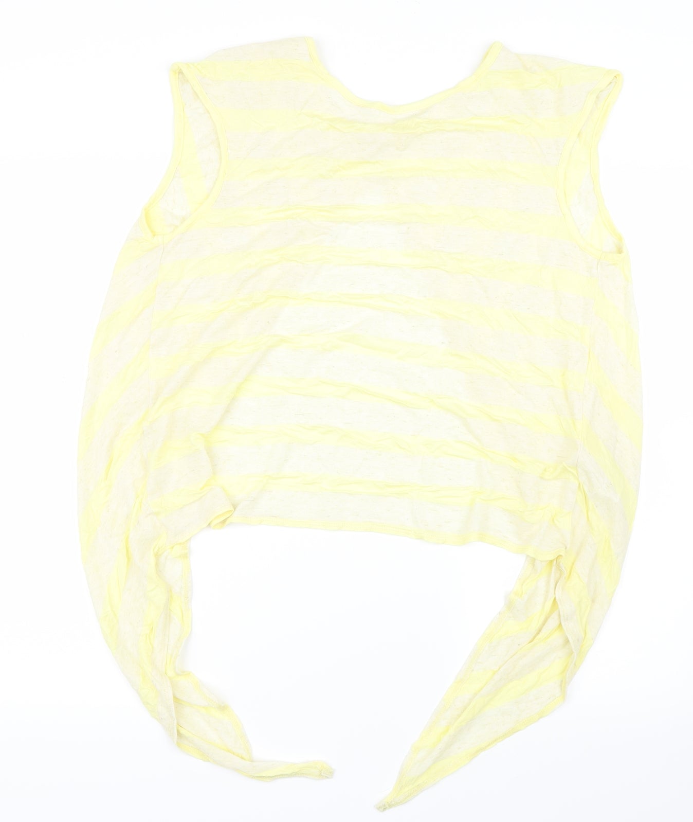 New Look Womens Yellow Striped  Basic T-Shirt Size 14  - Open back
