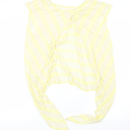 New Look Womens Yellow Striped  Basic T-Shirt Size 14  - Open back