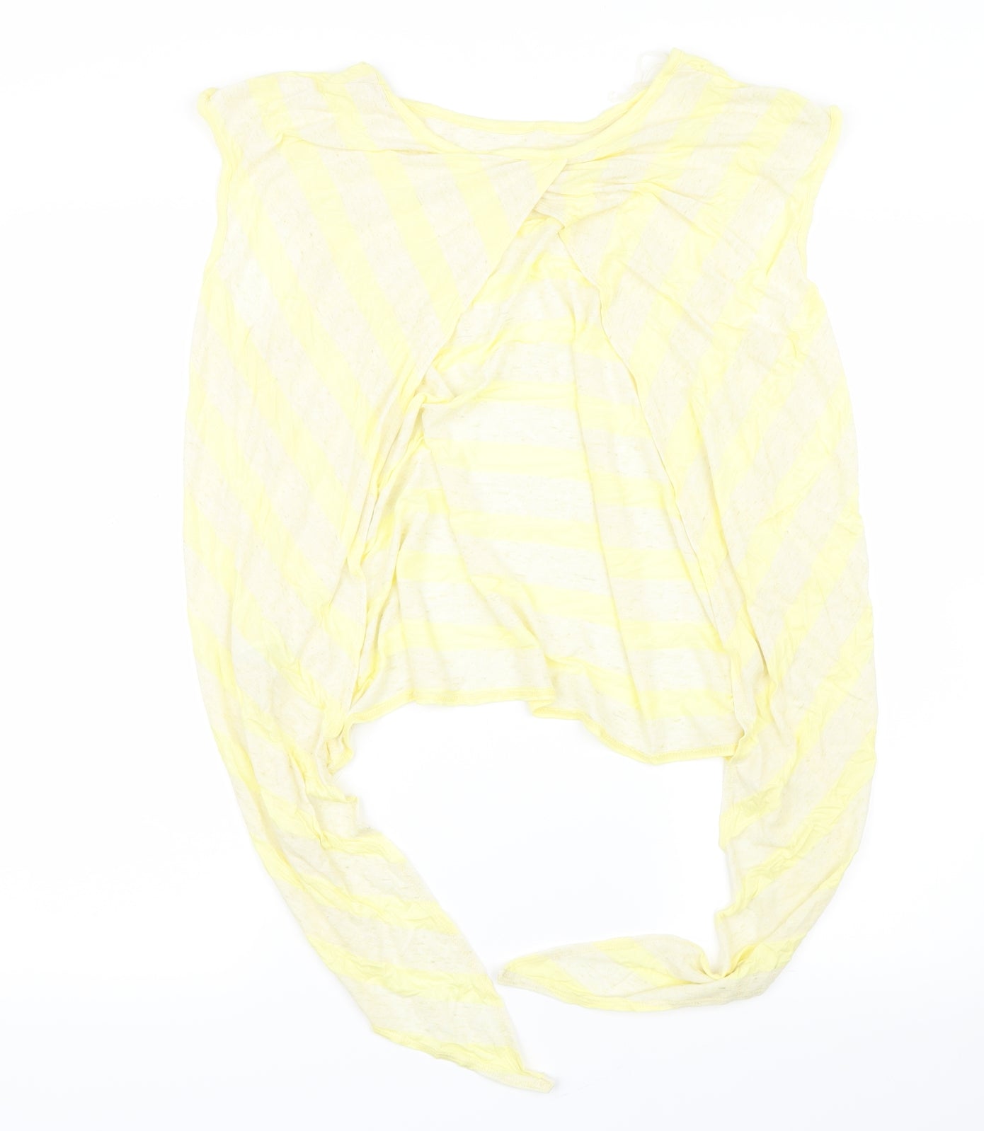 New Look Womens Yellow Striped  Basic T-Shirt Size 14  - Open back