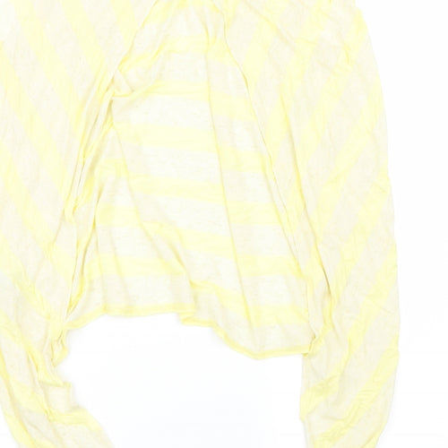 New Look Womens Yellow Striped  Basic T-Shirt Size 14  - Open back