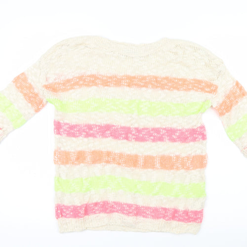 George Womens Pink Striped Knit Pullover Jumper Size 12