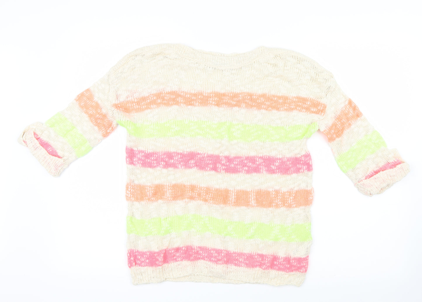George Womens Pink Striped Knit Pullover Jumper Size 12