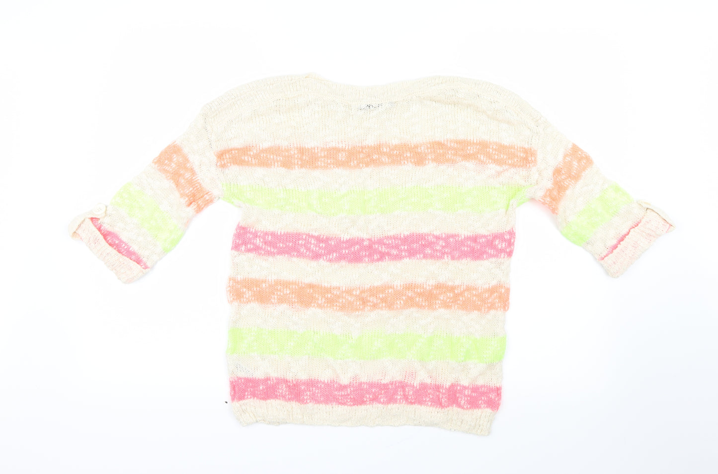 George Womens Pink Striped Knit Pullover Jumper Size 12
