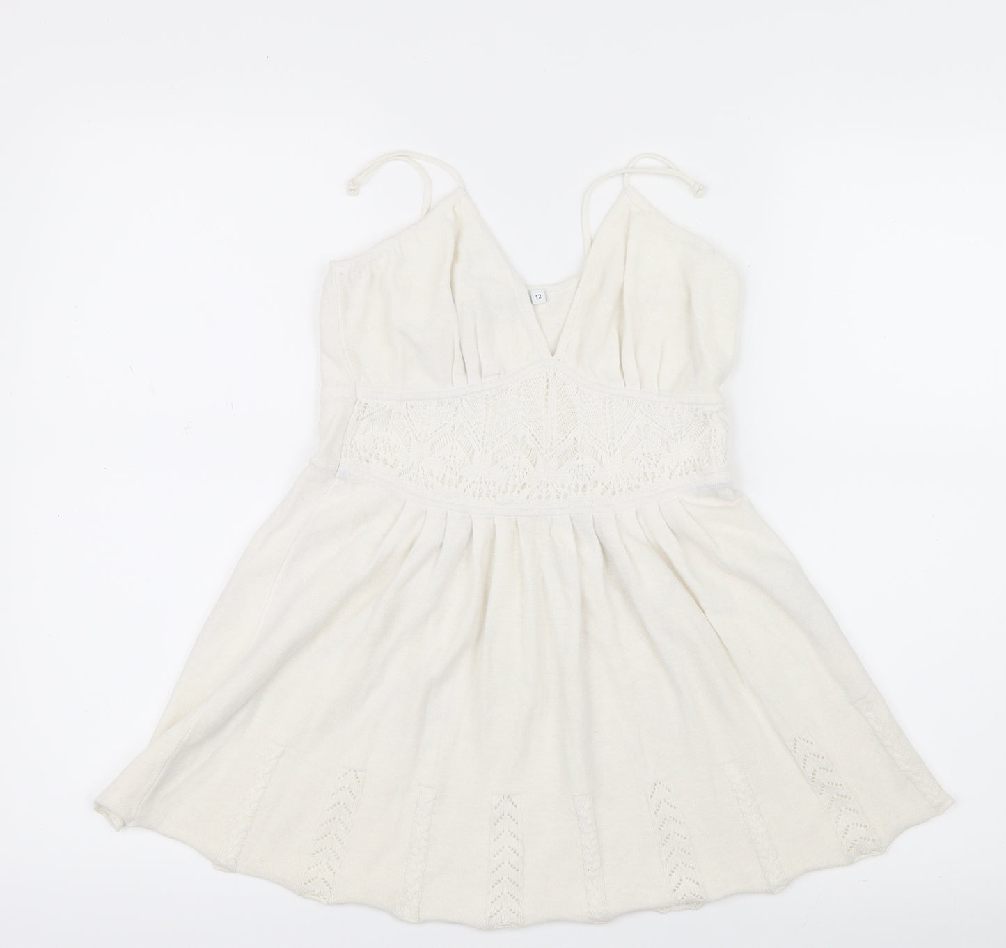 New Look Womens White  Knit Camisole Tank Size 12