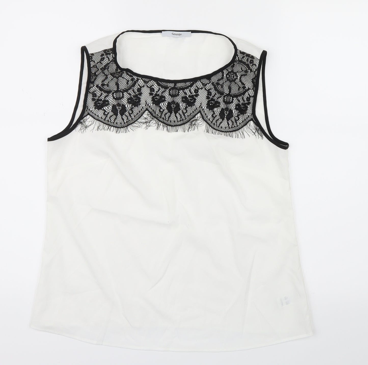 George Womens White   Basic Blouse Size 10  - Lace detail