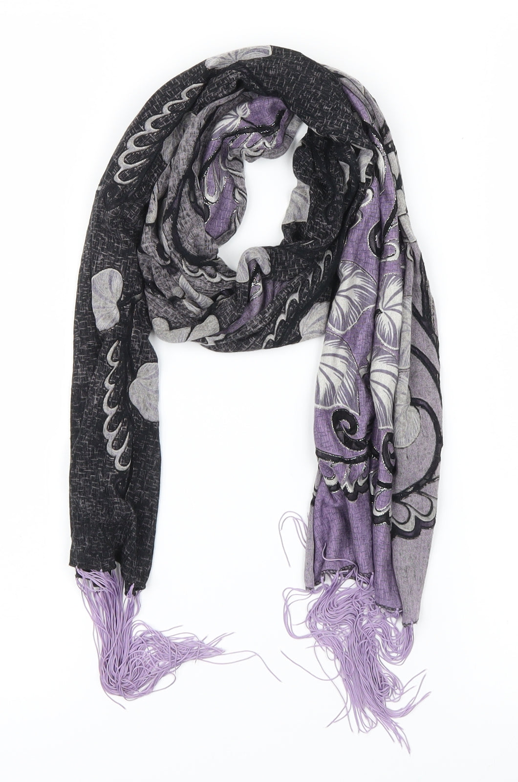 Preworn Womens Black Geometric   Scarf