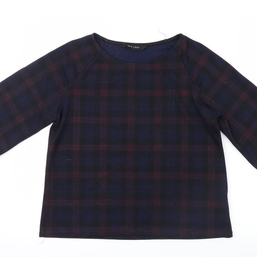 New Look Womens Blue Check  Basic T-Shirt Size 10