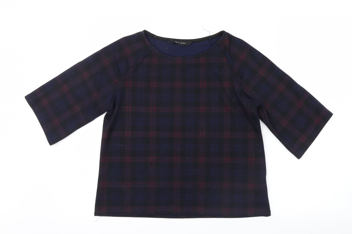 New Look Womens Blue Check  Basic T-Shirt Size 10