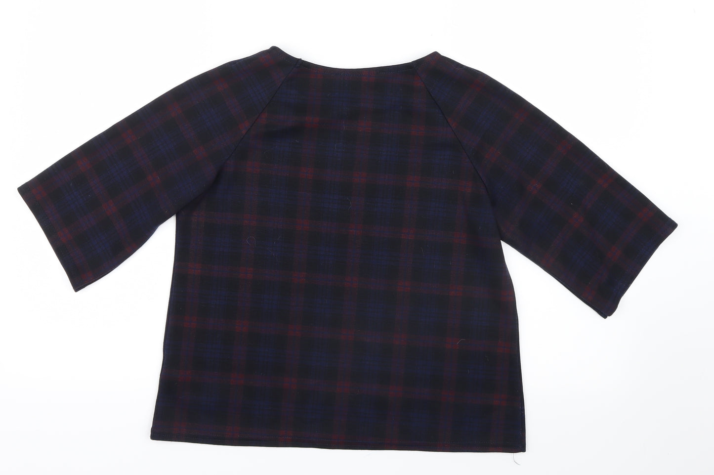 New Look Womens Blue Check  Basic T-Shirt Size 10