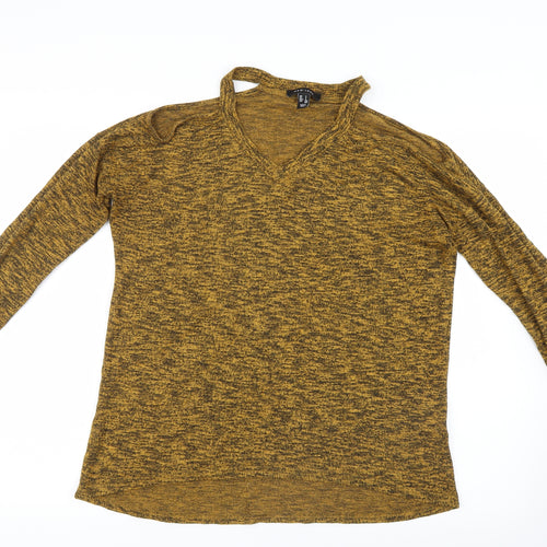 New Look Womens Yellow  Knit Pullover Jumper Size S  - Open Shoulders