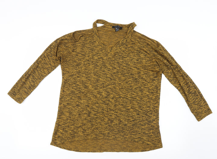 New Look Womens Yellow  Knit Pullover Jumper Size S  - Open Shoulders