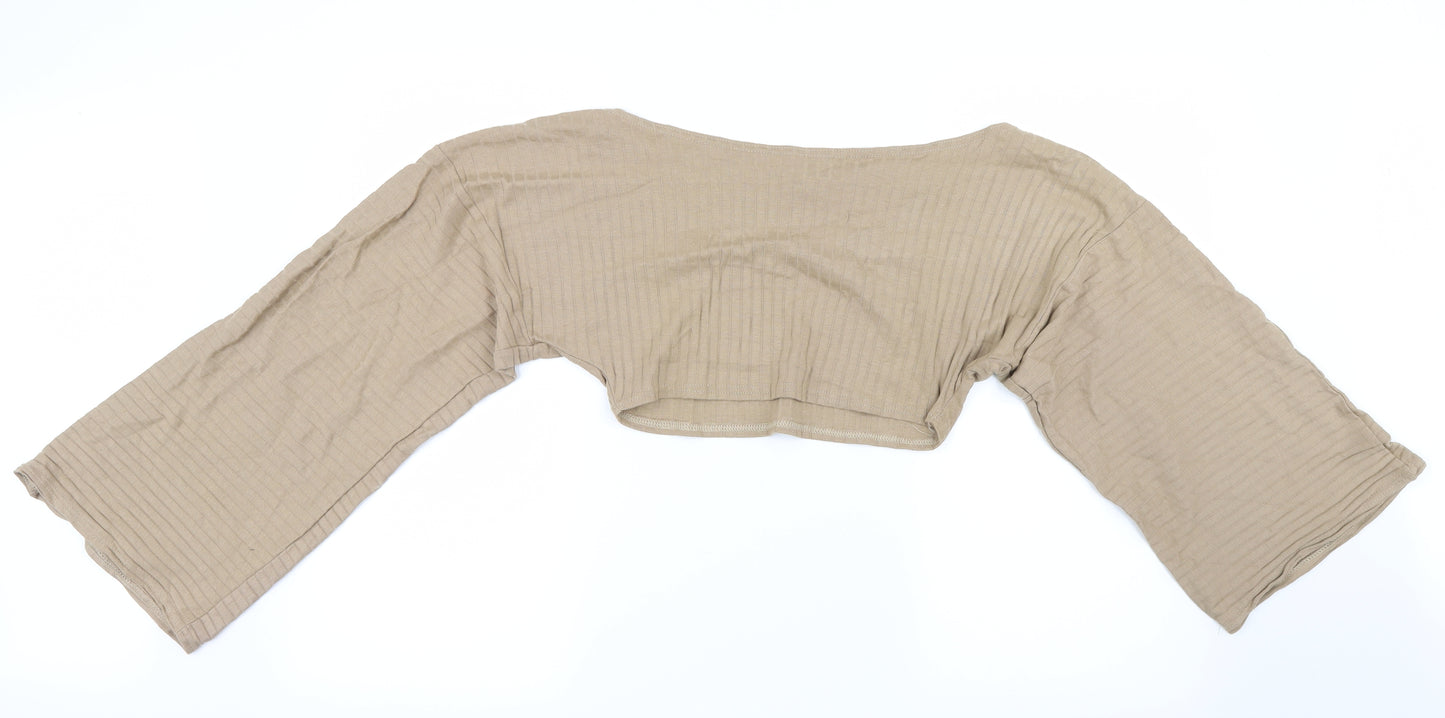 PRETTYLITTLETHING Womens Beige   Cropped T-Shirt Size 10