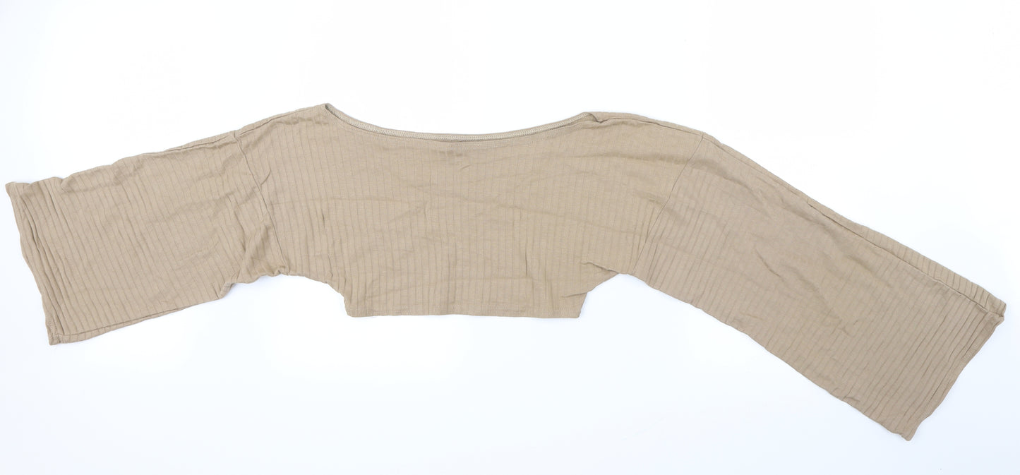 PRETTYLITTLETHING Womens Beige   Cropped T-Shirt Size 10