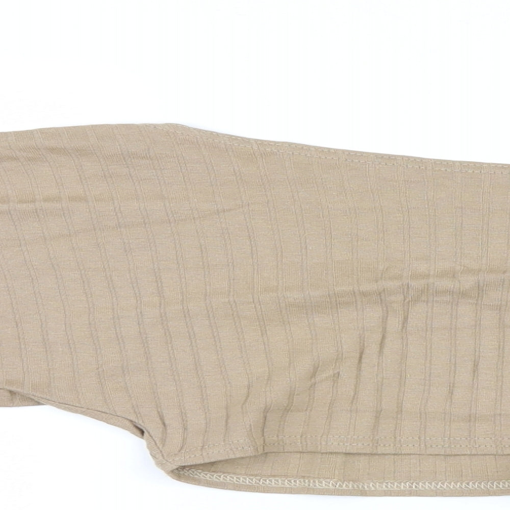 PRETTYLITTLETHING Womens Beige   Cropped T-Shirt Size 10