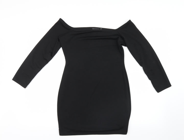 PRETTYLITTLETHING Womens Black Shirt Dress Size 10