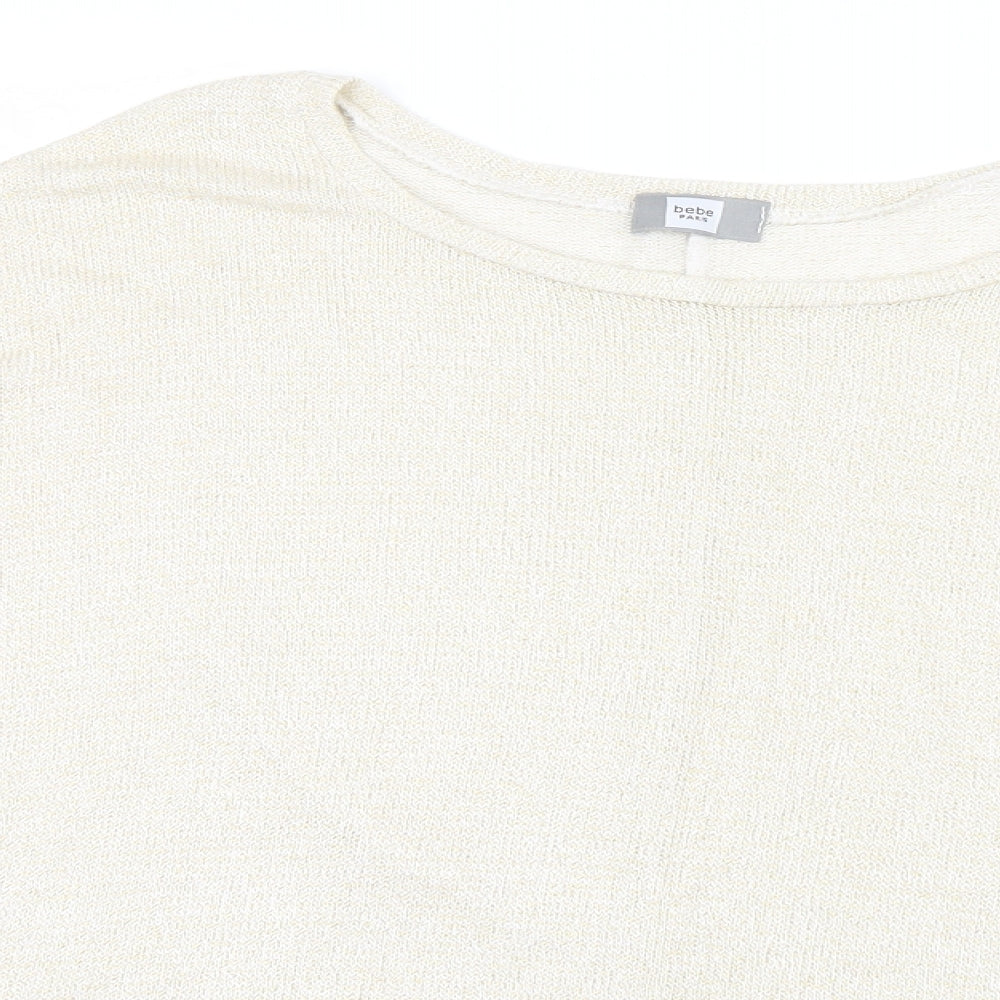 Bebe Paris Womens Gold  Knit Pullover Jumper Size M