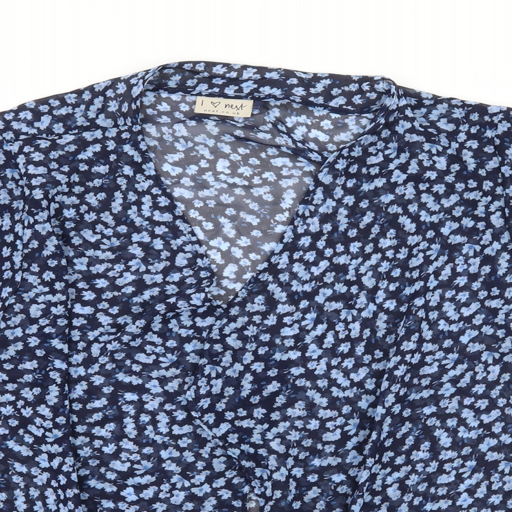 NEXT Girls Blue Floral  Basic Blouse Size 13 Years