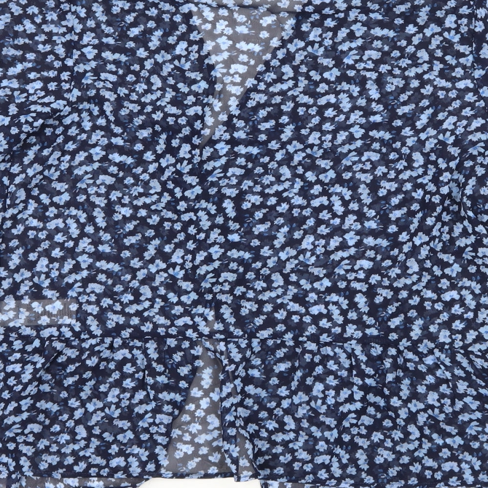 NEXT Girls Blue Floral  Basic Blouse Size 13 Years