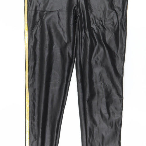 Preworn Womens Black Striped  Capri Leggings Size 30 in L28 in