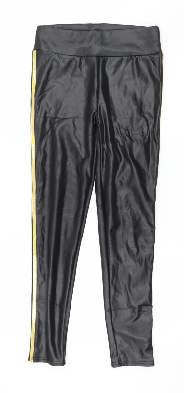 Preworn Womens Black Striped  Capri Leggings Size 30 in L28 in