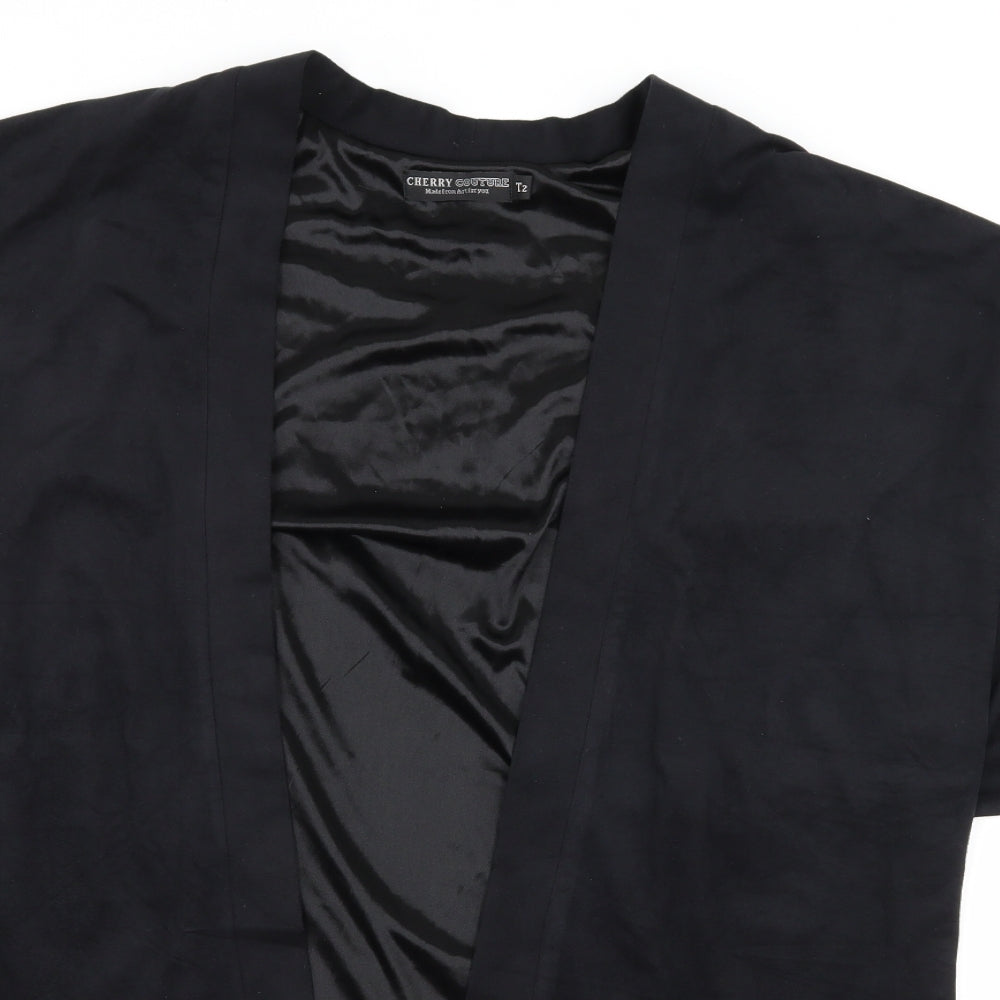 Cherry Couture Womens Black  Velour Kimono Blouse Size S