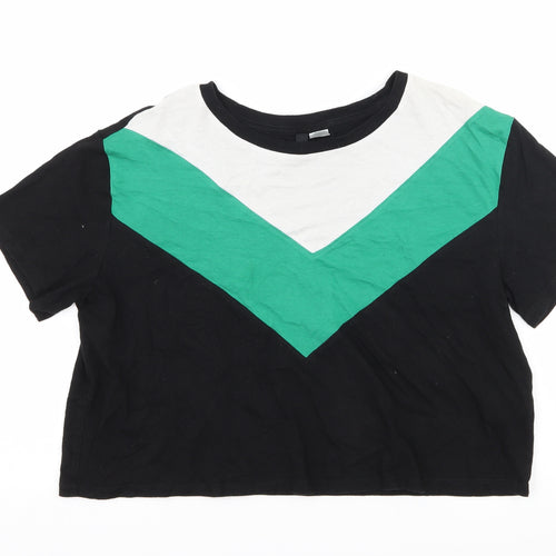 H&M Womens Black Striped Jersey Basic T-Shirt Size M