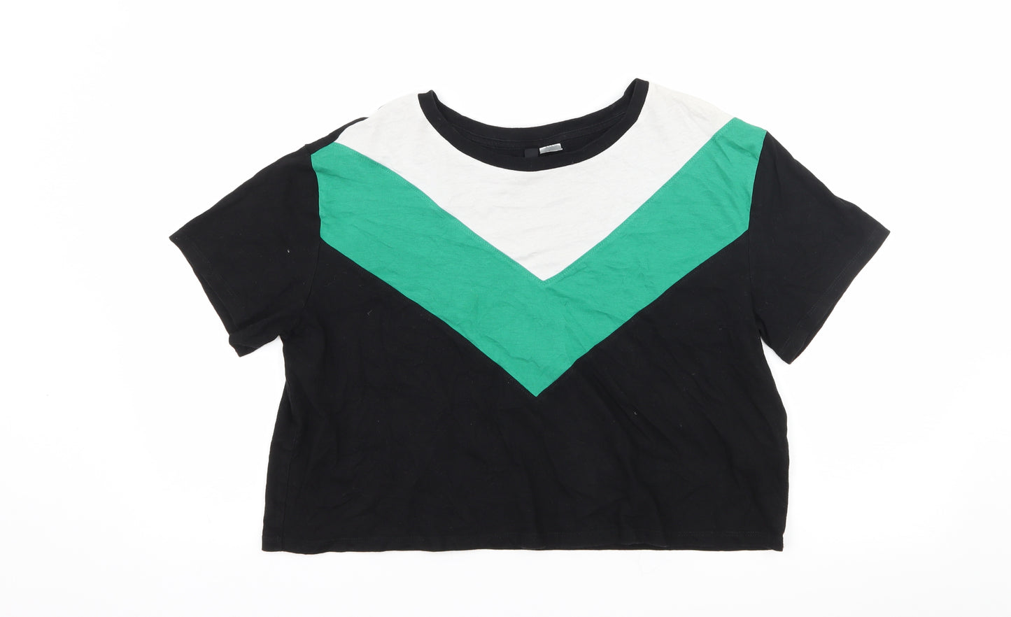 H&M Womens Black Striped Jersey Basic T-Shirt Size M