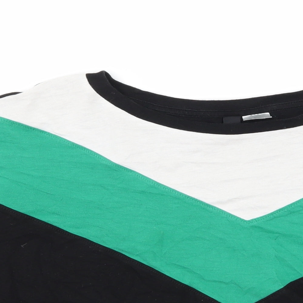 H&M Womens Black Striped Jersey Basic T-Shirt Size M