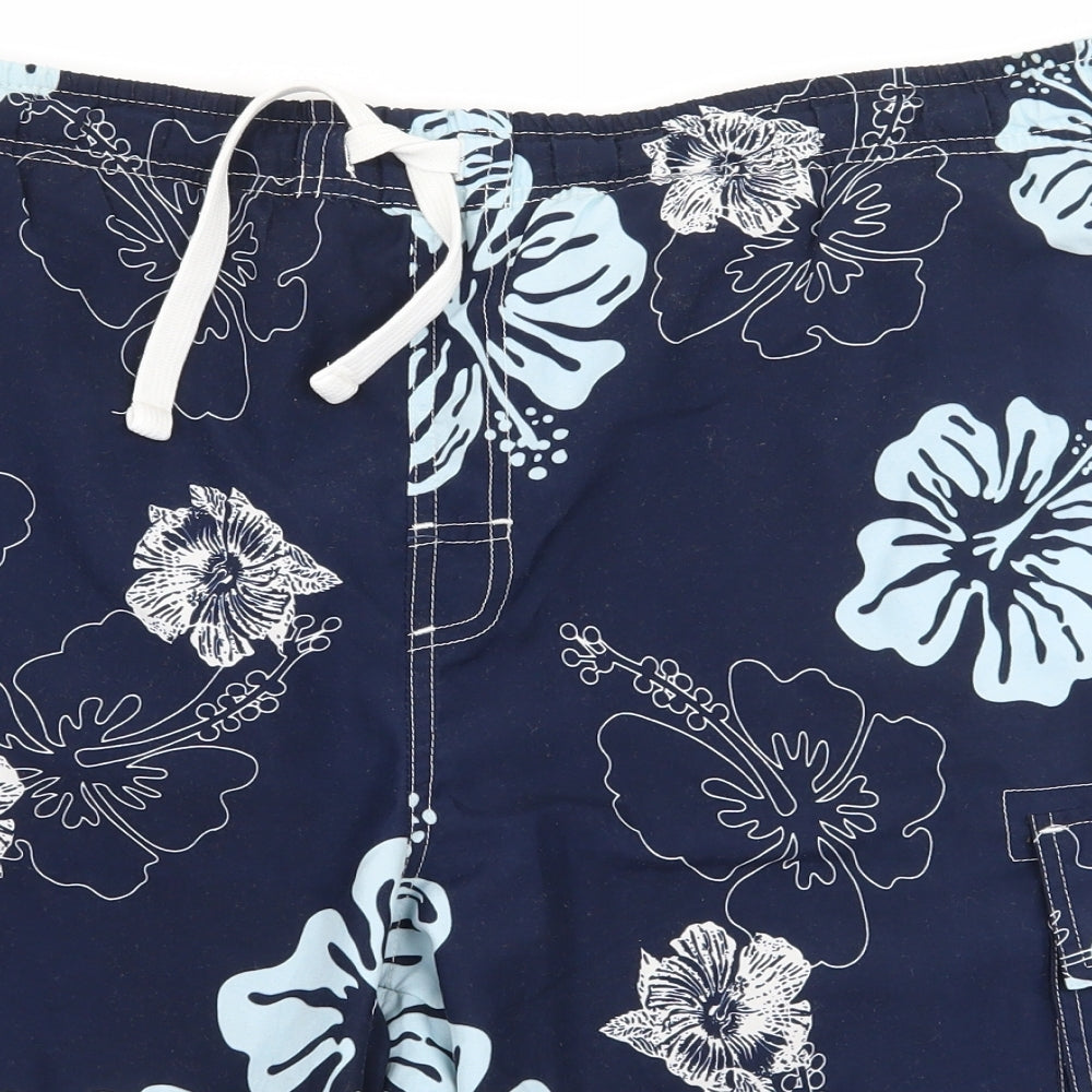 TU Mens Blue Floral  Sweat Shorts Size L