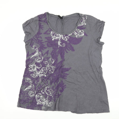 Marks and Spencer Womens Grey Geometric Jersey Basic T-Shirt Size 20