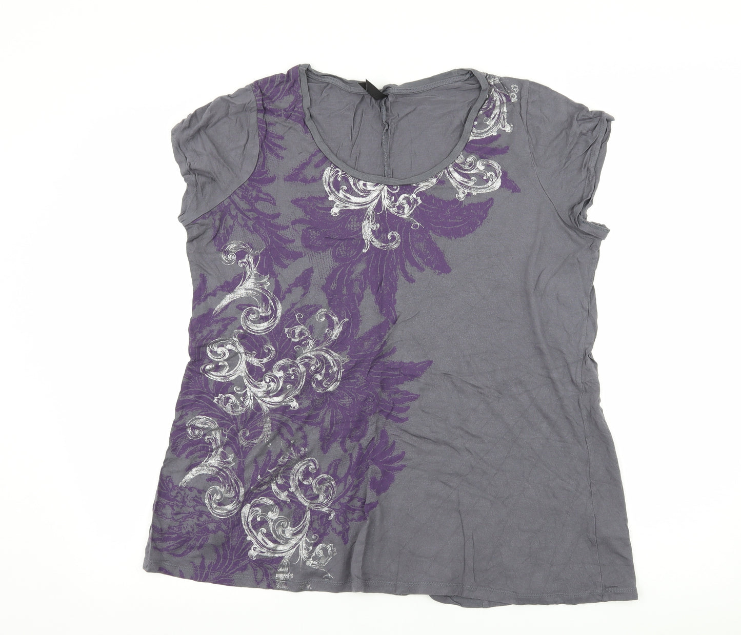 Marks and Spencer Womens Grey Geometric Jersey Basic T-Shirt Size 20