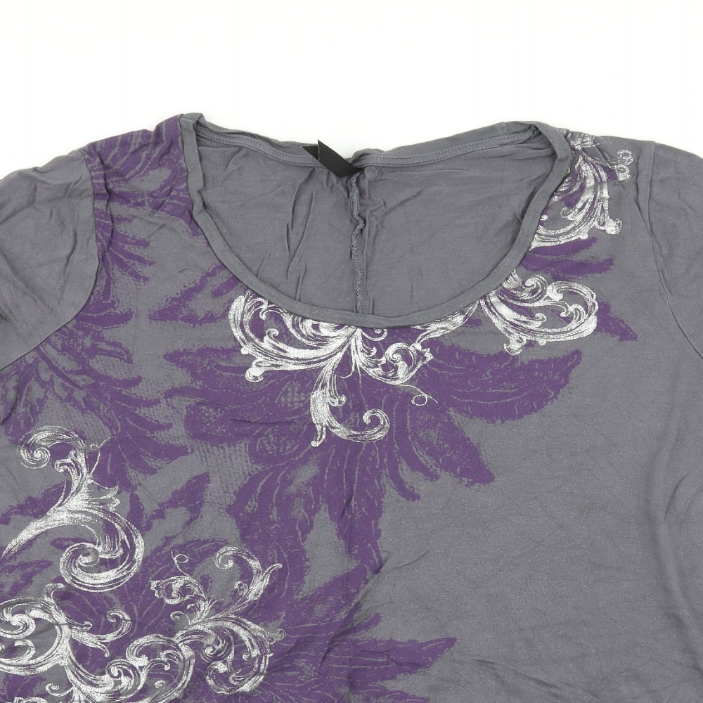 Marks and Spencer Womens Grey Geometric Jersey Basic T-Shirt Size 20