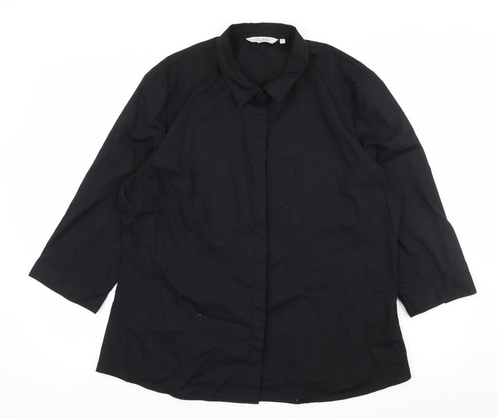 Peacocks Womens Black Basic Button-Up Size 18