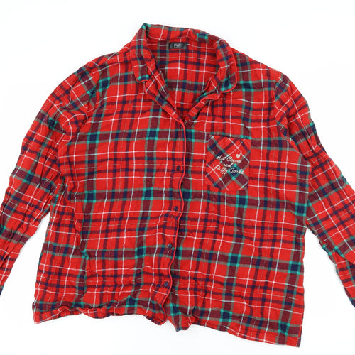 F&F Womens Red Plaid  Top Pyjama Set Size 16