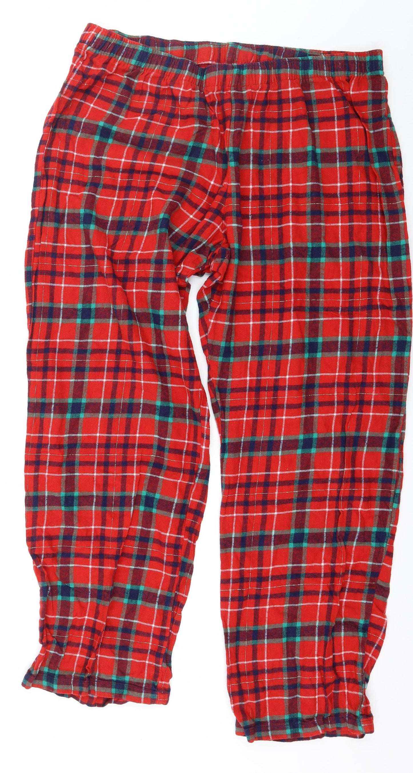 F&F Womens Red Plaid  Top Pyjama Set Size 16