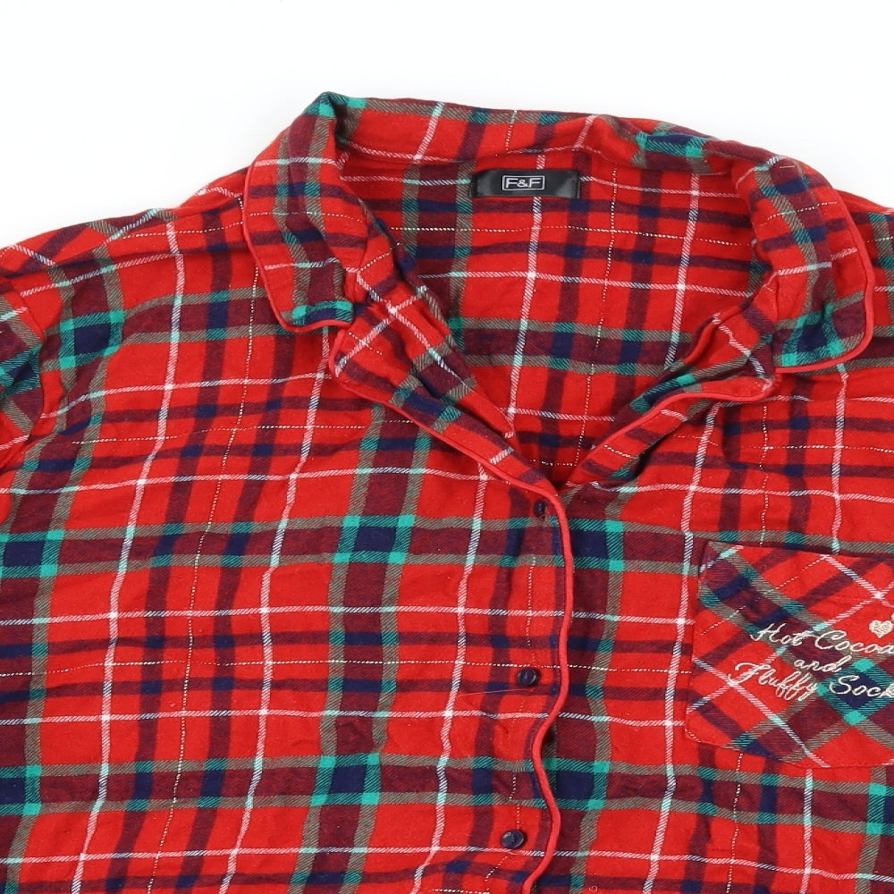 F&F Womens Red Plaid  Top Pyjama Set Size 16