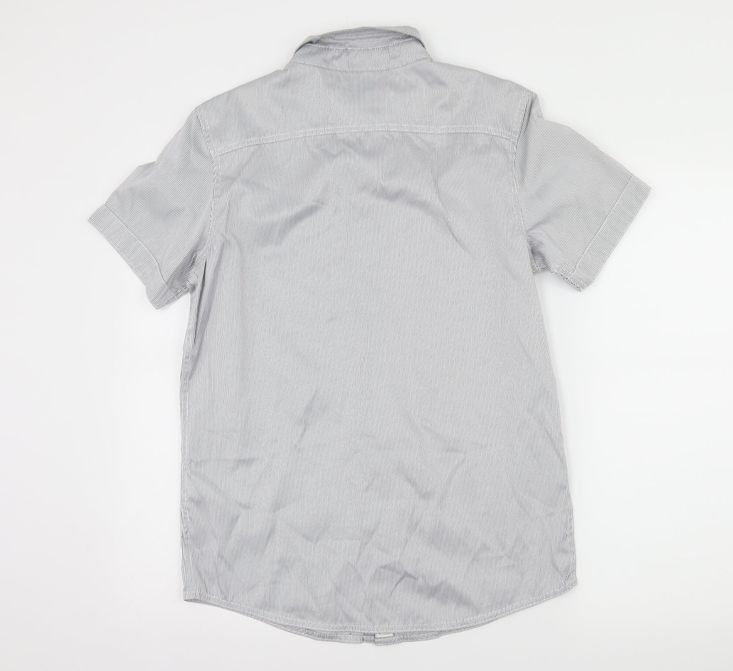 883 Police Mens White Striped   Button-Up Size M