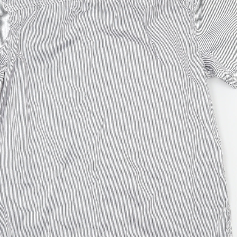 883 Police Mens White Striped   Button-Up Size M