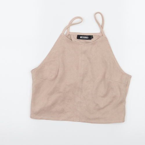 Missguided Womens Ivory  Velour Basic Tank Size 6  - open back
