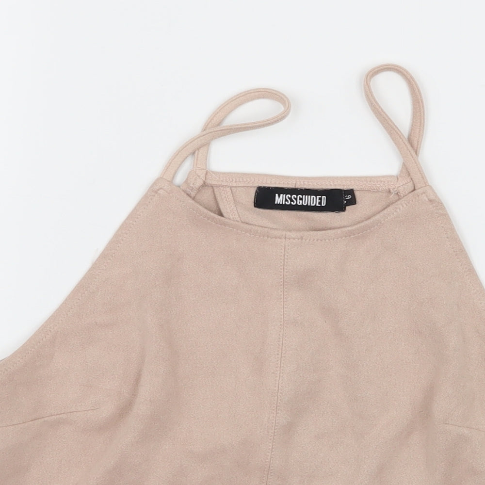 Missguided Womens Ivory  Velour Basic Tank Size 6  - open back
