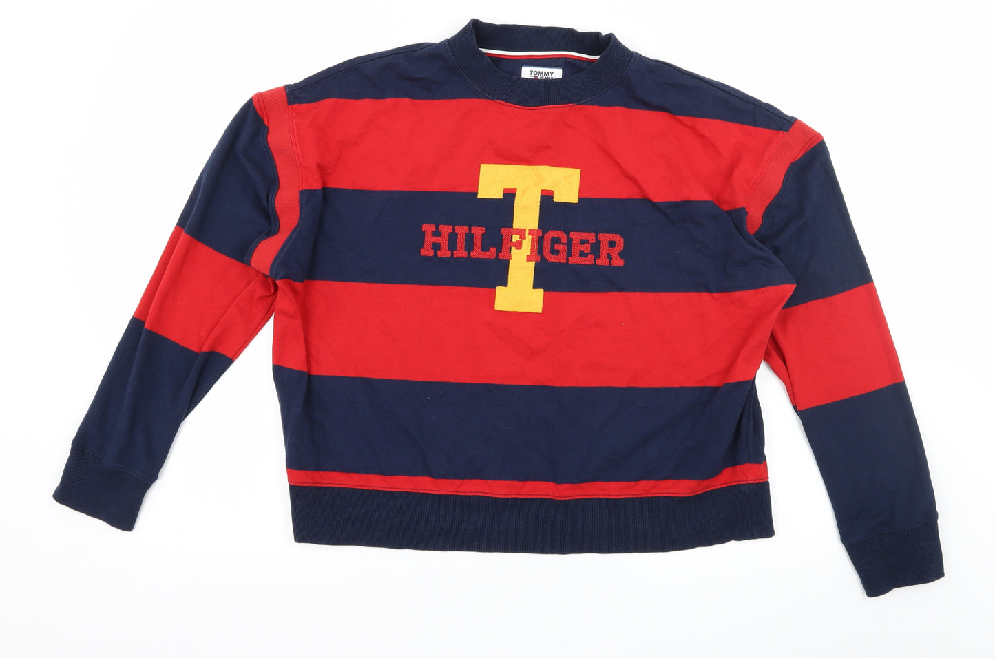 Tommy Jeans Mens Blue Striped Jersey Pullover Sweatshirt Size S  - Hilfiger