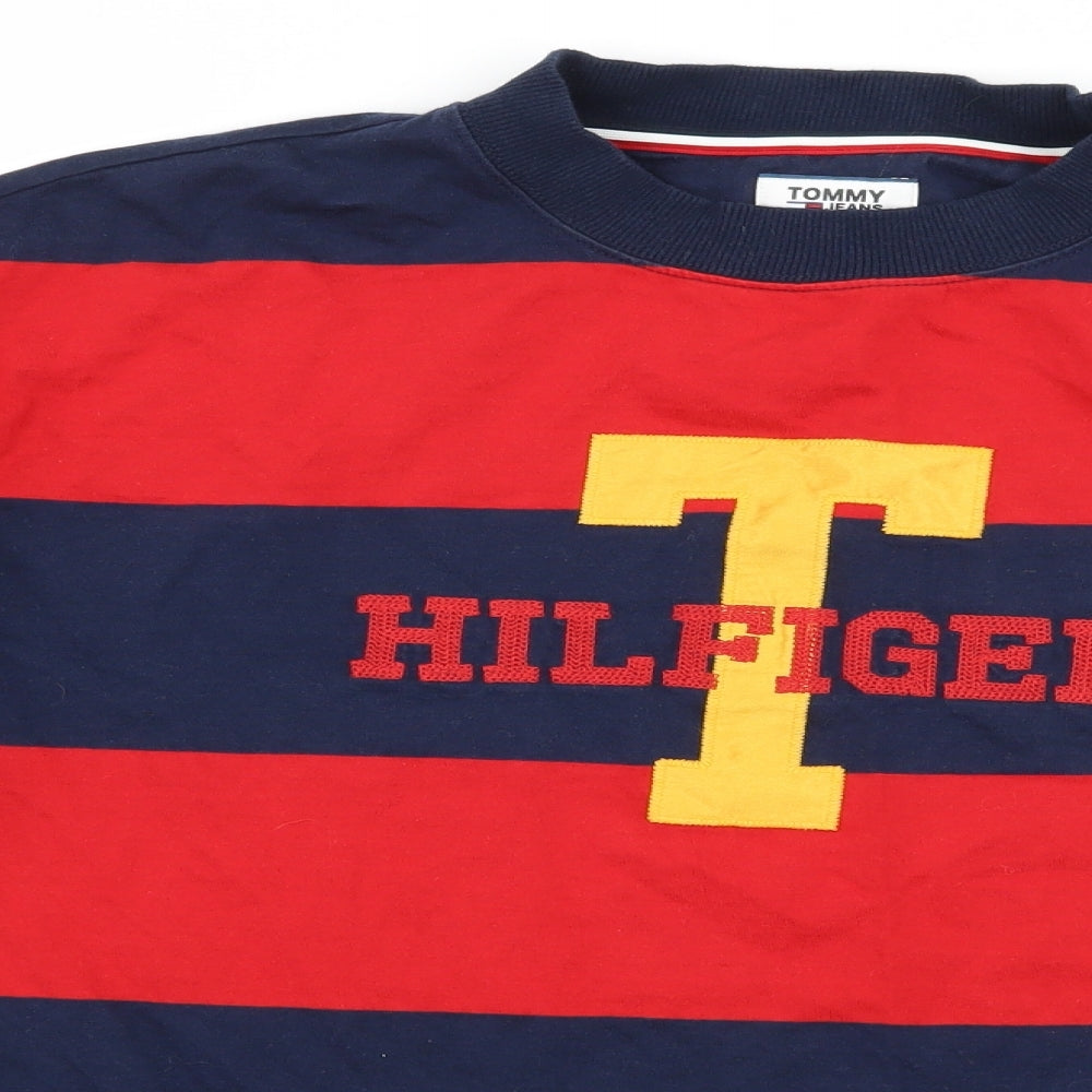 Tommy Jeans Mens Blue Striped Jersey Pullover Sweatshirt Size S  - Hilfiger