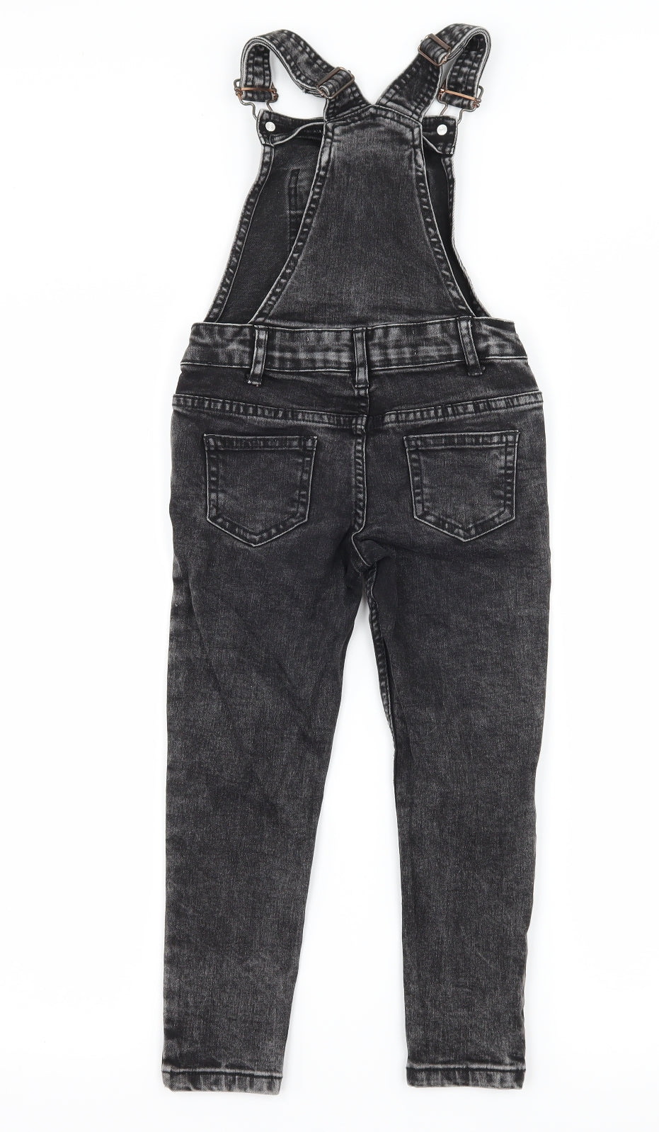 Denim & Co. Girls Grey  Denim Dungaree One-Piece Size 5-6 Years