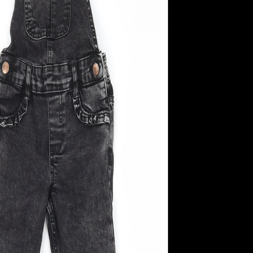 Denim & Co. Girls Grey  Denim Dungaree One-Piece Size 5-6 Years